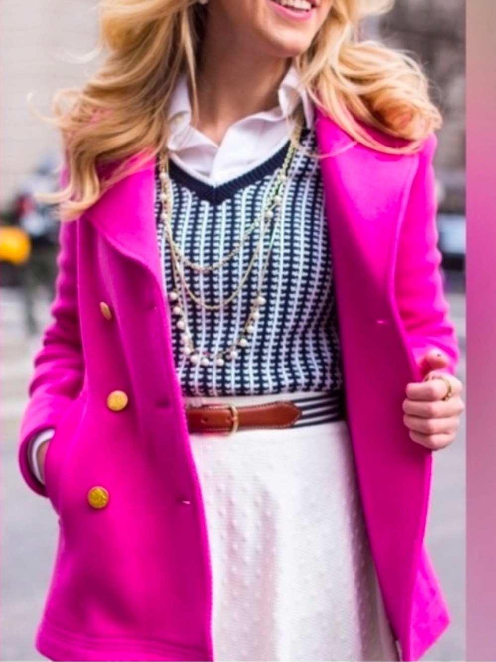 J. Crew Fuchsia Double-Breasted Pea Coat